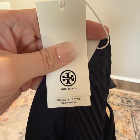 NWT Tory Burch Navy Blue Maxi Pleated Skirt Size 2 - Picture 7 of 8